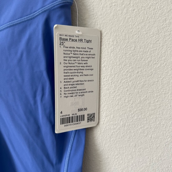 NWT Lululemon Base Pace HR Tight 25" Wild Indigo Size 4 - Picture 3 of 7